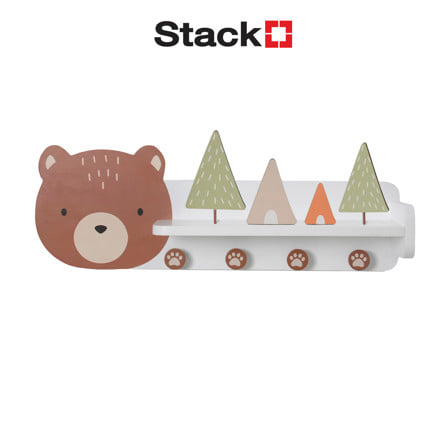 ชั้นวางติดผนังพร้อมขอแขวน STACKO LITTLE-B 15x60x15 ซม. สีน้ำตาล_1