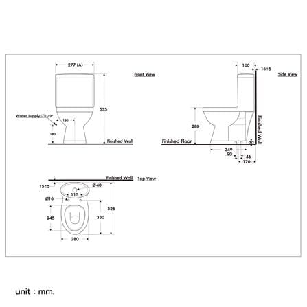 สุขภัณฑ์ 1 ชิ้น NASCO NC-8600-WA 3/4.5 ลิตร สีขาว_1