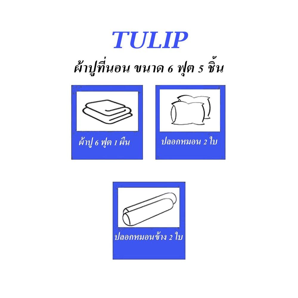 ชุดผ้าปูที่นอน 6 ฟุต (ชุด 5 ชิ้น) TULIP DELIGHT 60012-DL122