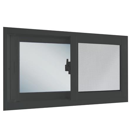 หน้าต่างบานเลื่อนอะลูมิเนียม พร้อมมุ้งลวด S-S SANKYOALUMI J-TRUST 80x50 ซม. สีเทา_1