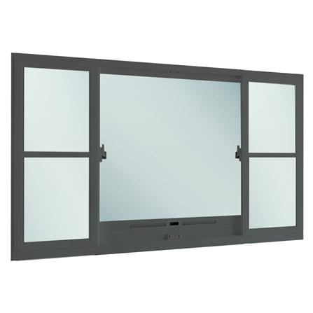 หน้าต่างบานเลื่อนอะลูมิเนียมพร้อมมุ้งลวด S-F-S SANKYOALUMI J-TRUST VENTILATION 180x110 ซม. สีเทา_2
