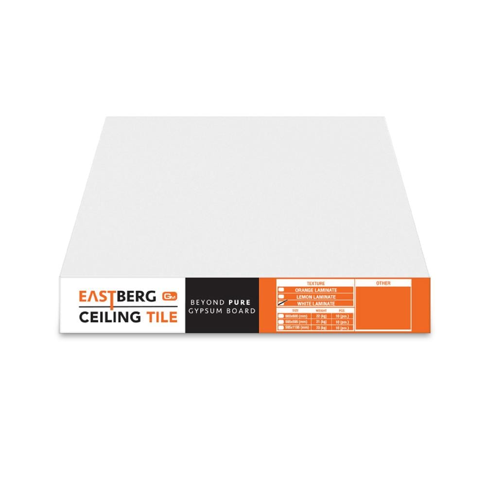 แผ่นยิปซั่ม GM EASTBERG ขาวผ่อง 60x60x0.8 ซม. (แพ็ก 10 ชิ้น)