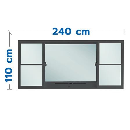 หน้าต่างบานเลื่อนอะลูมิเนียม S-F-S พร้อมมุ้งลวด SANKYOALUMI J-TRUST VENTILATION 240x110 ซม. สีเทา_0