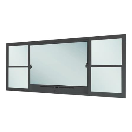 หน้าต่างบานเลื่อนอะลูมิเนียม S-F-S พร้อมมุ้งลวด SANKYOALUMI J-TRUST VENTILATION 240x110 ซม. สีเทา_2