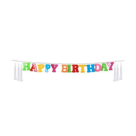 ป้ายตกแต่ง HAPPY BIRTHDAY ห้อยพู่ SIAMXMAS 150x30 ซม. สีแดง/เขียว_0