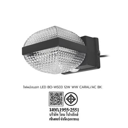 ไฟผนังภายนอก LED CARINI BO-WS03 12 วัตต์ WARM WHITE สีดำ_10