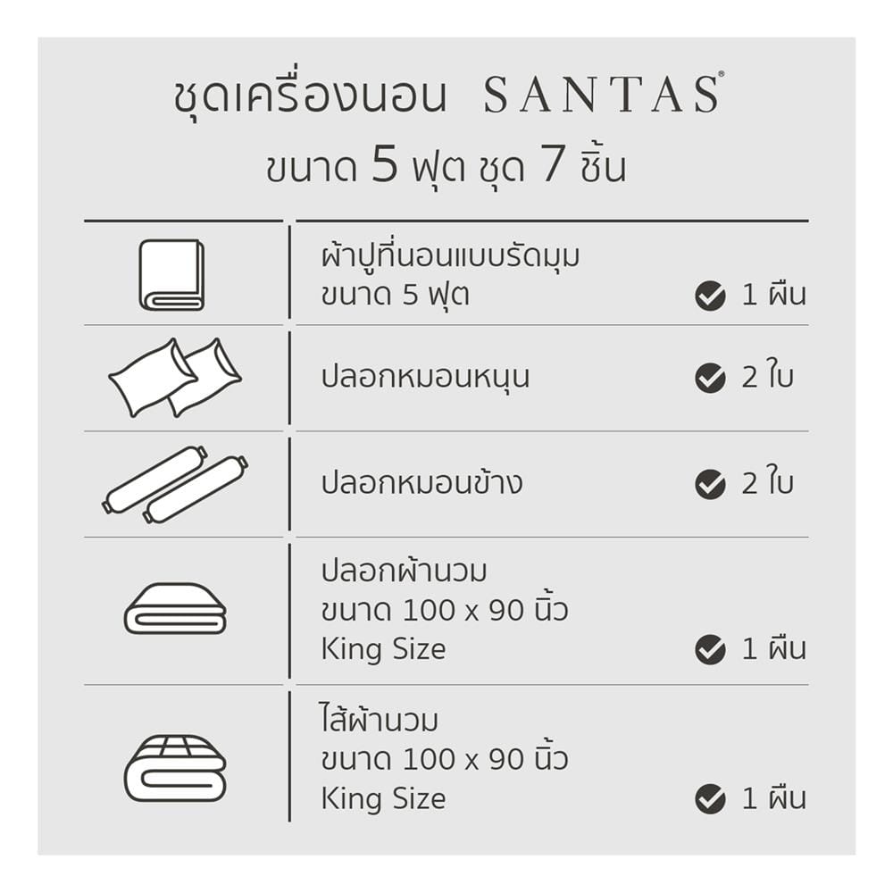 ชุดผ้าปูที่นอน 5 ฟุต (ชุด 7 ชิ้น) SANTAS COTTON USA MORNING MOOD PI