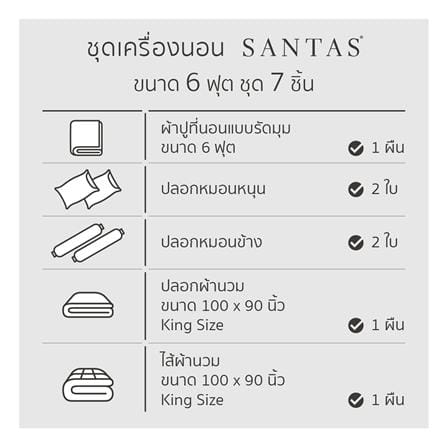 ชุดผ้าปูที่นอน 6 ฟุต (ชุด 7 ชิ้น) SANTAS COTTON USA MORNING MOOD PI_6
