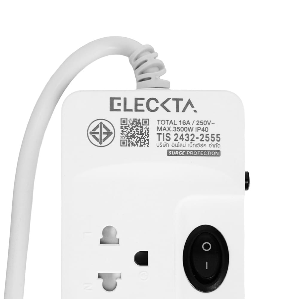 รางปลั๊กไฟ 4 ช่อง 4 สวิตช์ ELECKTA ET443M16A 16 แอมป์ 3 เมตร