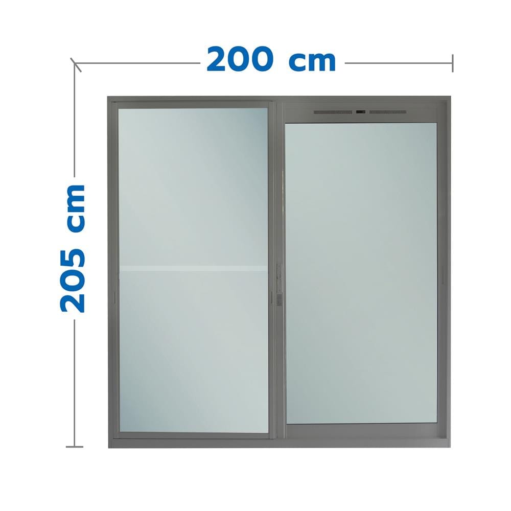 ประตูบานเลื่อน อะลูมิเนียม พร้อมมุ้งลวด SANKYOALUMI J-TRUST VENTILATION 200x205 ซม. สีเทา