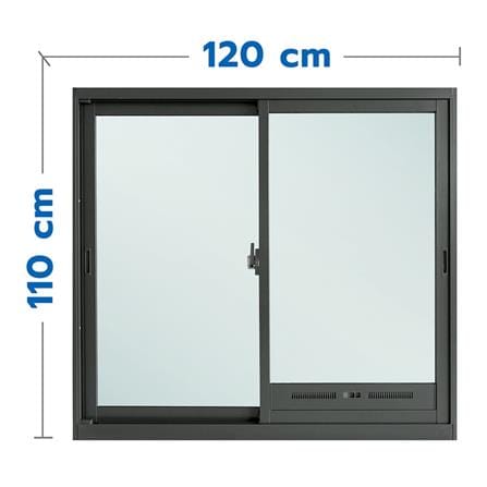 หน้าต่างบานเลื่อน อะลูมิเนียม พร้อมมุ้งลวด SANKYOALUMI J-TRUST VENTILATION 120x110 ซม. สีเทา_0