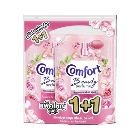 น้ำยาปรับผ้านุ่มสูตรเข้มข้น COMFORT บิวตี้ เพอร์ฟูม 1000 มล. กลิ่นซากุระ และ โรสวอเตอร์ (แพ็ก 1+1 ชิ้น)_0