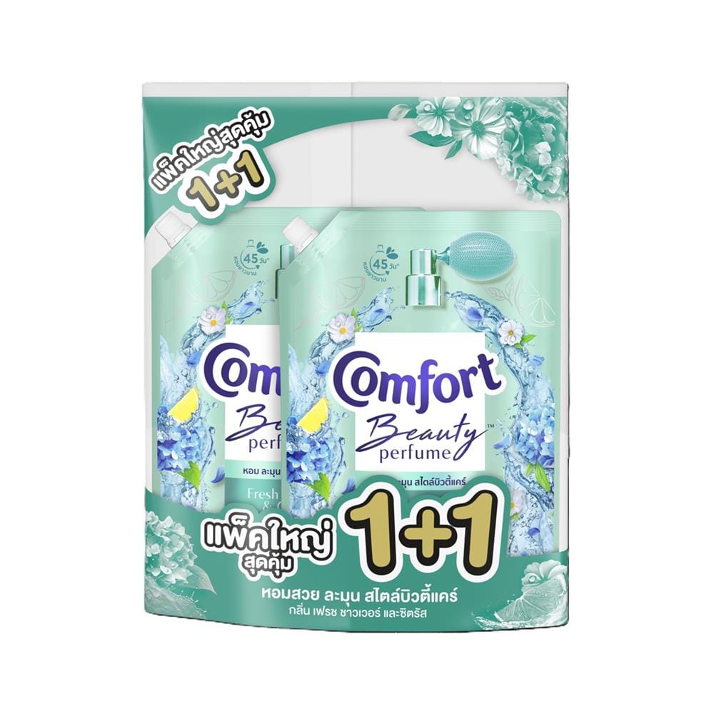 น้ำยาปรับผ้านุ่ม COMFORT BEAUTY PERFUME 1,000 มล. เฟรชชาวเวอร์และซิตรัส (แพ็ก 1+1)