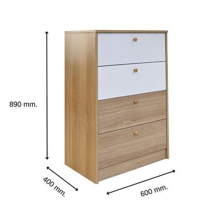 ตู้ลิ้นชัก 4 ลิ้นชัก FURDINI KEPT 60 ซม. สี NATURAL OAK/ขาว_5