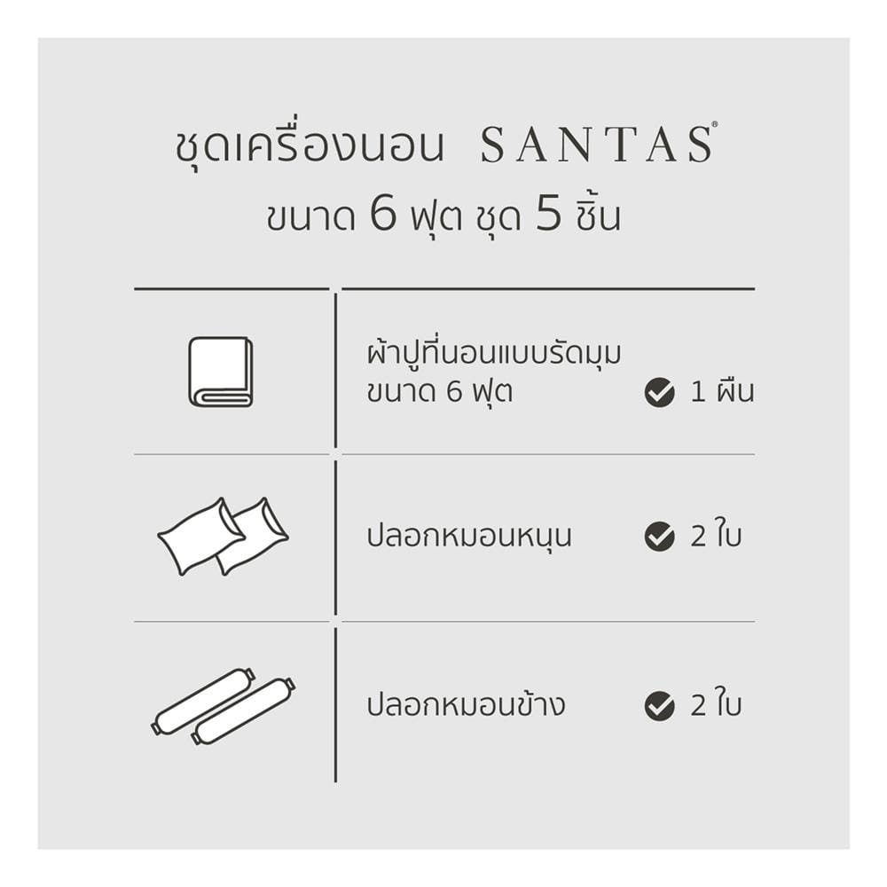 ชุดผ้าปูที่นอน 6 ฟุต (ชุด 5 ชิ้น) SANTAS TEXIMA MOIRA BL
