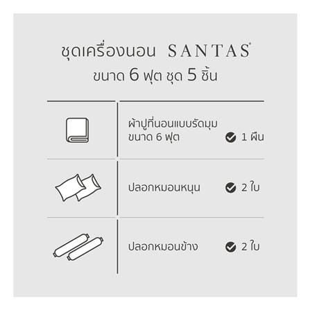 ชุดผ้าปูที่นอน 6 ฟุต (ชุด 5 ชิ้น) SANTAS TEXIMA MOIRA BL_5