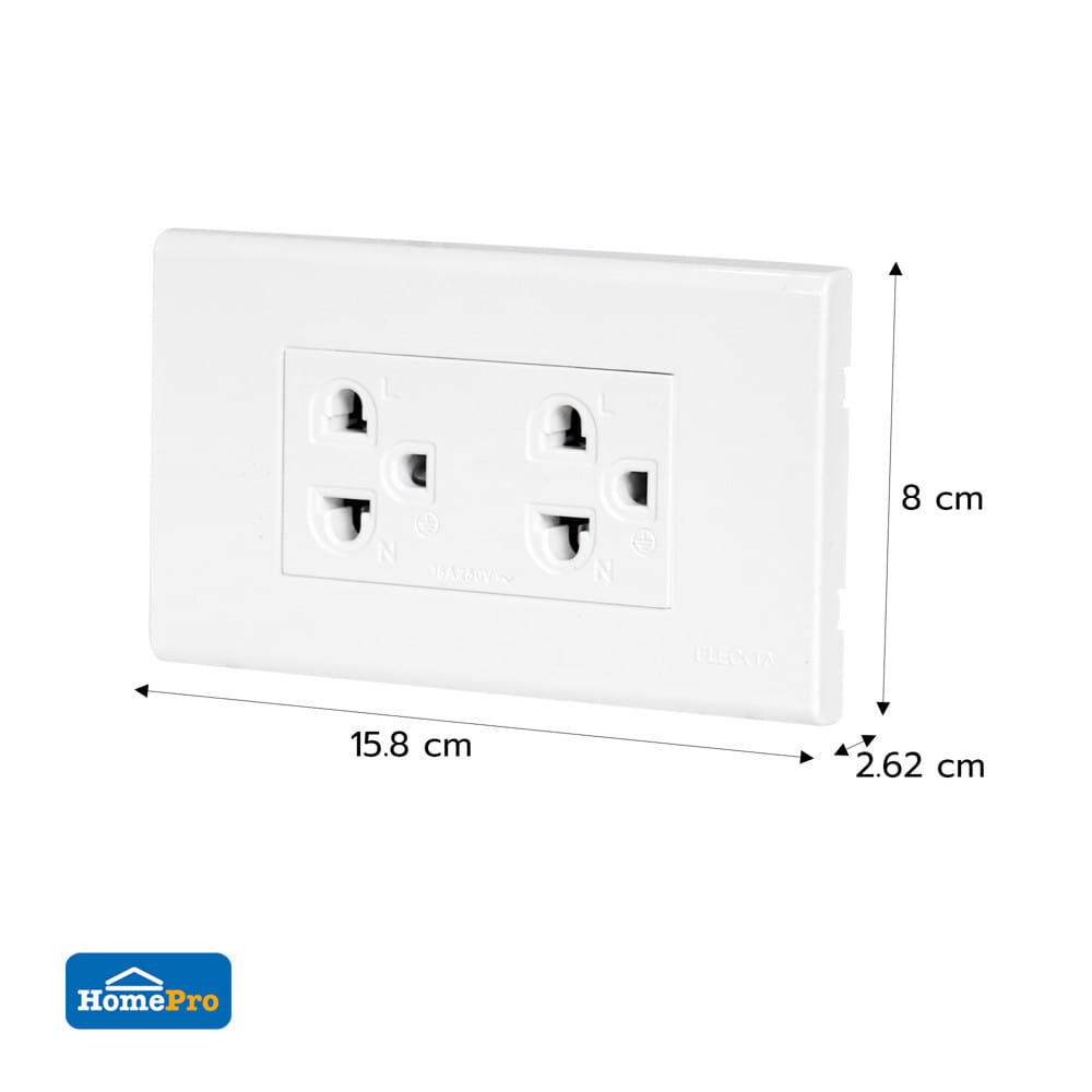 ชุดเต้ารับคู่ 3 ขา ELECKTA CPS-116 BASIC สีขาว