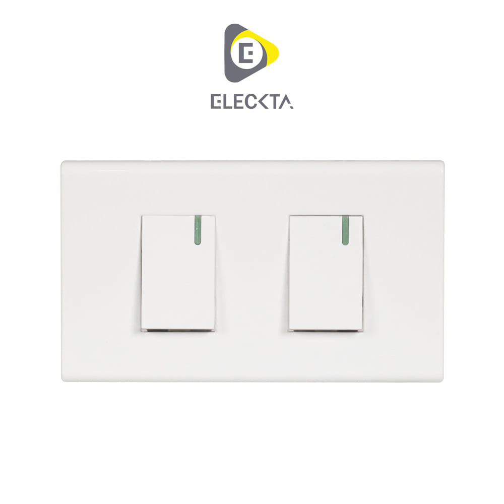 ชุดสวิตช์ทางเดียว 2 ช่อง ELECKTA 111 BASIC สีขาว