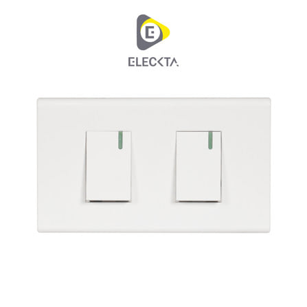 ชุดสวิตช์ทางเดียว 2 ช่อง ELECKTA 111 BASIC สีขาว_0