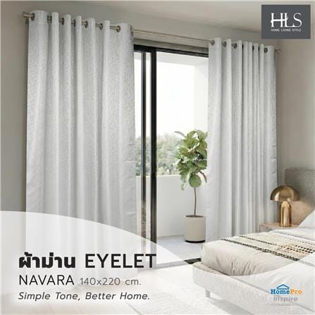ผ้าม่าน EYELET HOME LIVING STYLE NAVARA UV 140x220 ซม. สีเทา_5