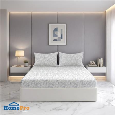 ชุดผ้าปูที่นอน 6 ฟุต (ชุด 3 ชิ้น) HOME LIVING STYLE DUO FLORA สี GREY (แพ็กคู่)_6