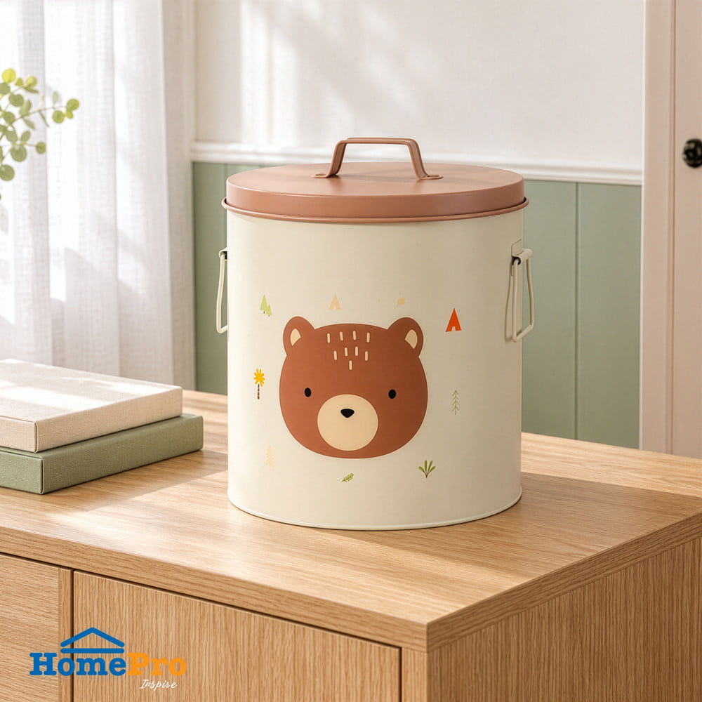 กล่องเหล็กเก็บของ STACKO LITTLE-B 22.8x22.8x26.5ซม. สีขาว/น้ำตาล