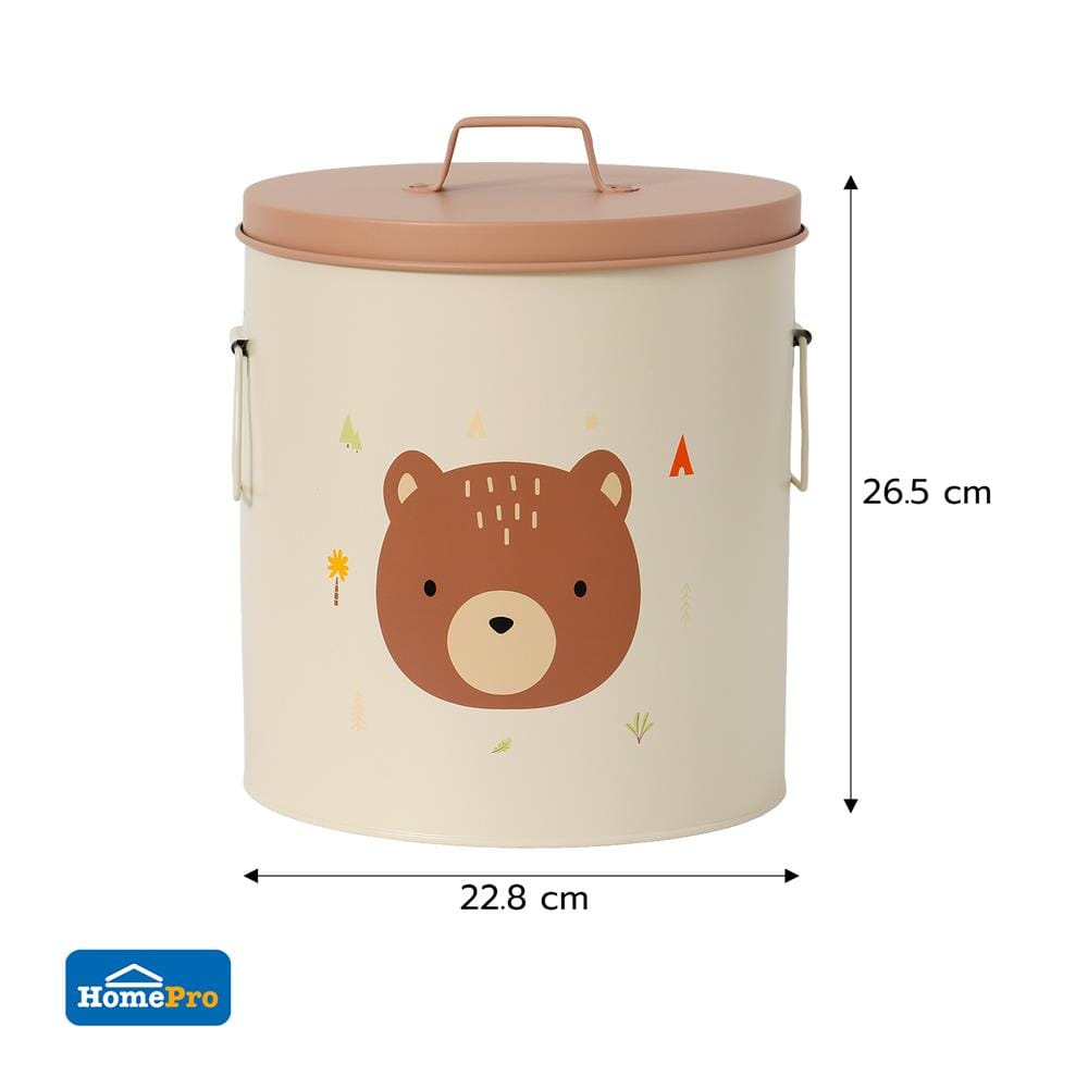 กล่องเหล็กเก็บของ STACKO LITTLE-B 22.8x22.8x26.5ซม. สีขาว/น้ำตาล