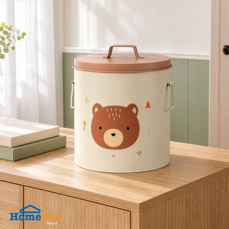 กล่องเหล็กเก็บของ STACKO LITTLE-B 22.8x22.8x26.5ซม. สีขาว/น้ำตาล