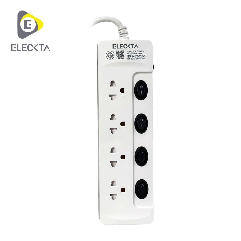 รางปลั๊กไฟ 4 ช่อง 4 สวิตช์ ELECKTA ET02-4402 10 แอมป์ 5 เมตร_1