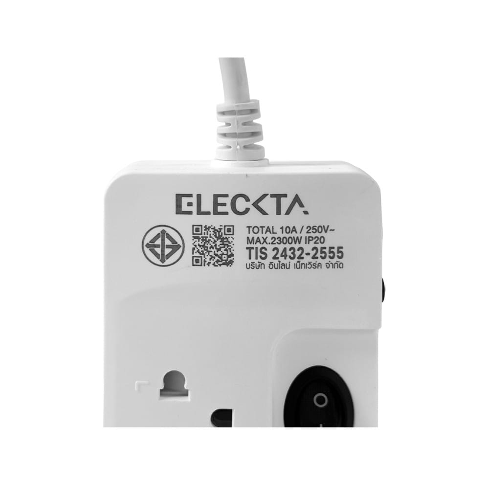 รางปลั๊กไฟ 4 ช่อง 4 สวิตช์ ELECKTA ET02-4402 10 แอมป์ 5 เมตร