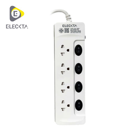 รางปลั๊กไฟ 4 ช่อง 4 สวิตช์ ELECKTA ET02-4402 10 แอมป์ 5 เมตร_0