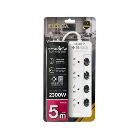 รางปลั๊กไฟ 4 ช่อง 4 สวิตช์ ELECKTA ET02-4402 10 แอมป์ 5 เมตร_3