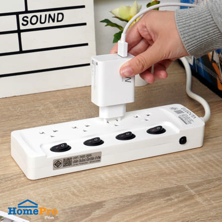 รางปลั๊กไฟ 4 ช่อง 4 สวิตช์ ELECKTA ET02-4402 10 แอมป์ 5 เมตร_4
