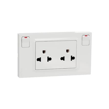 ชุดเต้ารับคู่มีสวิตช์ SCHNEIDER M3TSSISWE MILUZ สีขาว_1