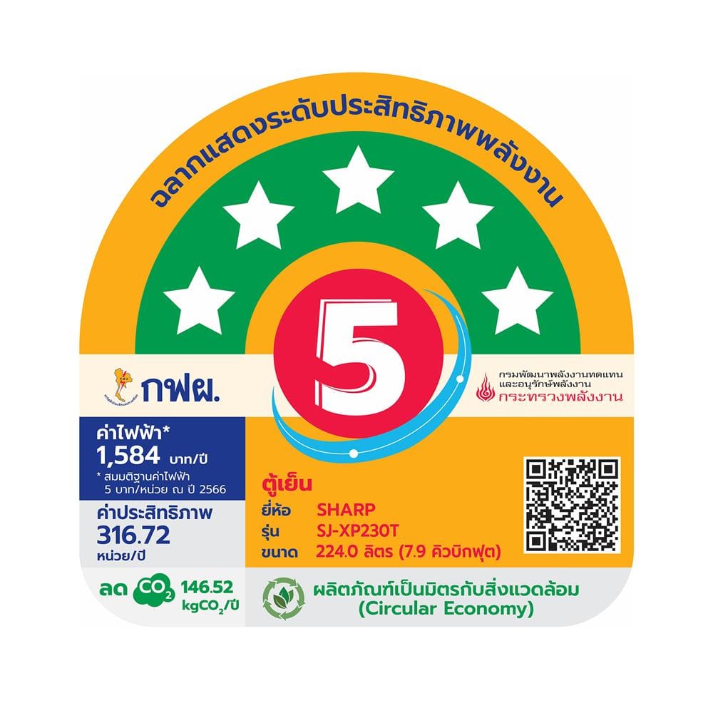 ตู้เย็น 2 ประตู SHARP SJ-XP230T-PK 7.9 คิว สีชมพู