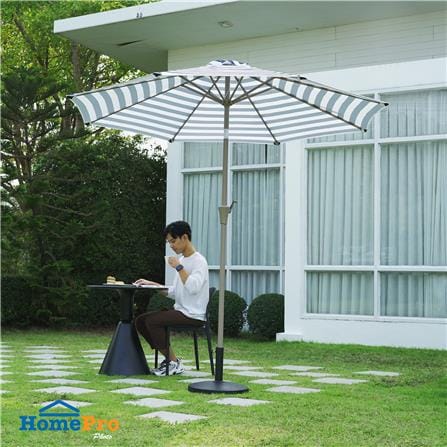 ร่มสนามกลม SPRING VILLA STRIP สีขาว/ฟ้า_9