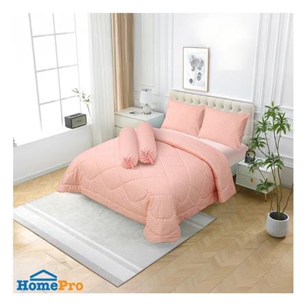 ชุดผ้าปูที่นอน 6 ฟุต (ชุด 6 ชิ้น) HOME LIVING STYLE SWEET DOT สี PINK_1