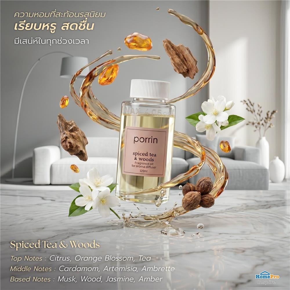 เครื่องพ่นปรับอากาศ PORRIN WOVEN TOWN 120 มล. สีขาว/เทา
