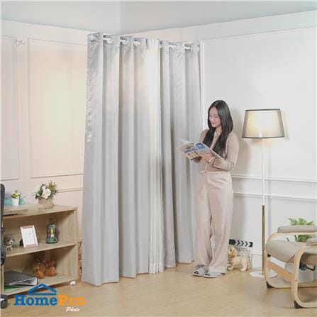 ผ้าม่าน EYELET HOME LIVING STYLE VIERA UV 140x220 ซม. สีเทา_5