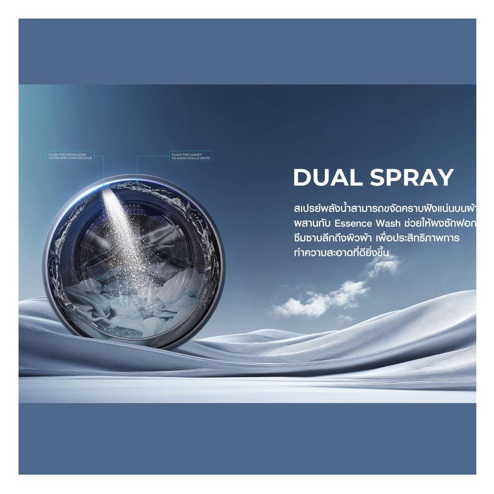 เครื่องซักอบผ้าฝาหน้า HAIER HWD140-BP14367S8U1 14/8 กก. 1400RPM อินเวอร์เตอร์ สีดำเงิน