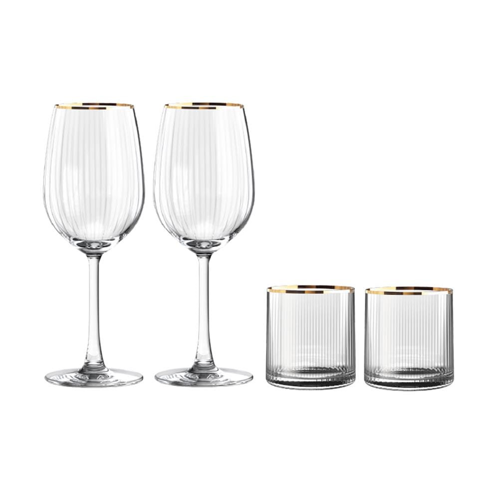 ชุดแก้วไวน์ 350 มล. และแก้วน้ำ 355 มล. OCEAN GLASS ANNIVERSARY MADISON WH GOLD RIMMING