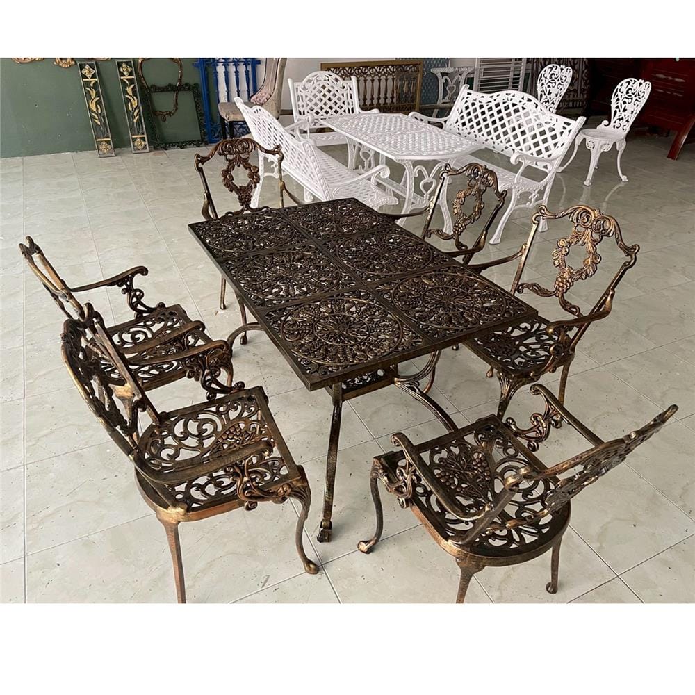 ชุดสนาม 6 ที่นั่ง AUNCHISAALLOY 114x76x70 ซม. สีทองรมดำ