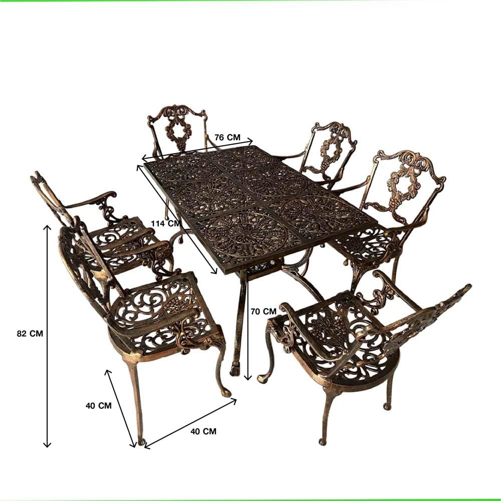 ชุดสนาม 6 ที่นั่ง AUNCHISAALLOY 114x76x70 ซม. สีทองรมดำ