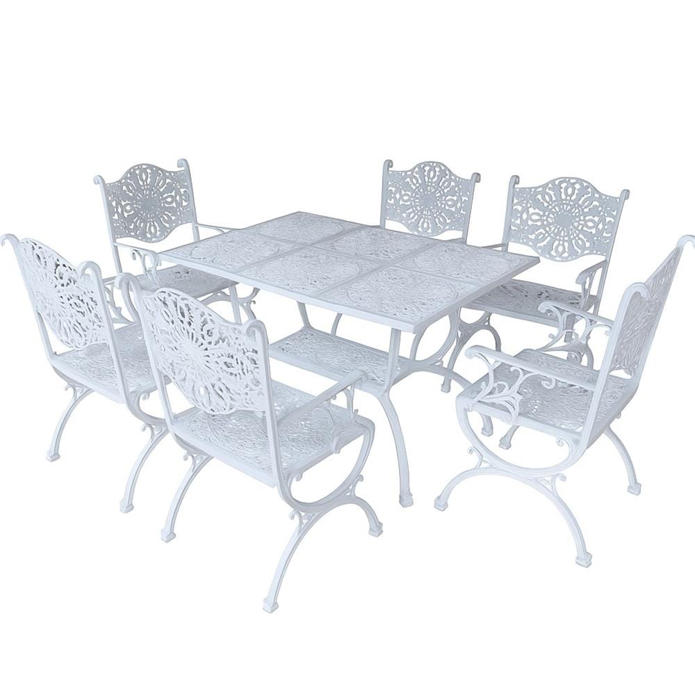 ชุดสนาม 6 ที่นั่ง AUNCHISAALLOY 114x76x70 ซม. สีขาว