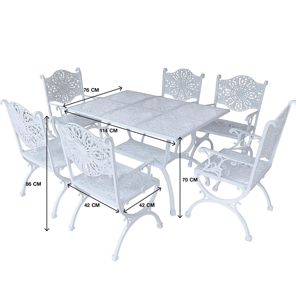 ชุดสนาม 6 ที่นั่ง AUNCHISAALLOY 114x76x70 ซม. สีขาว