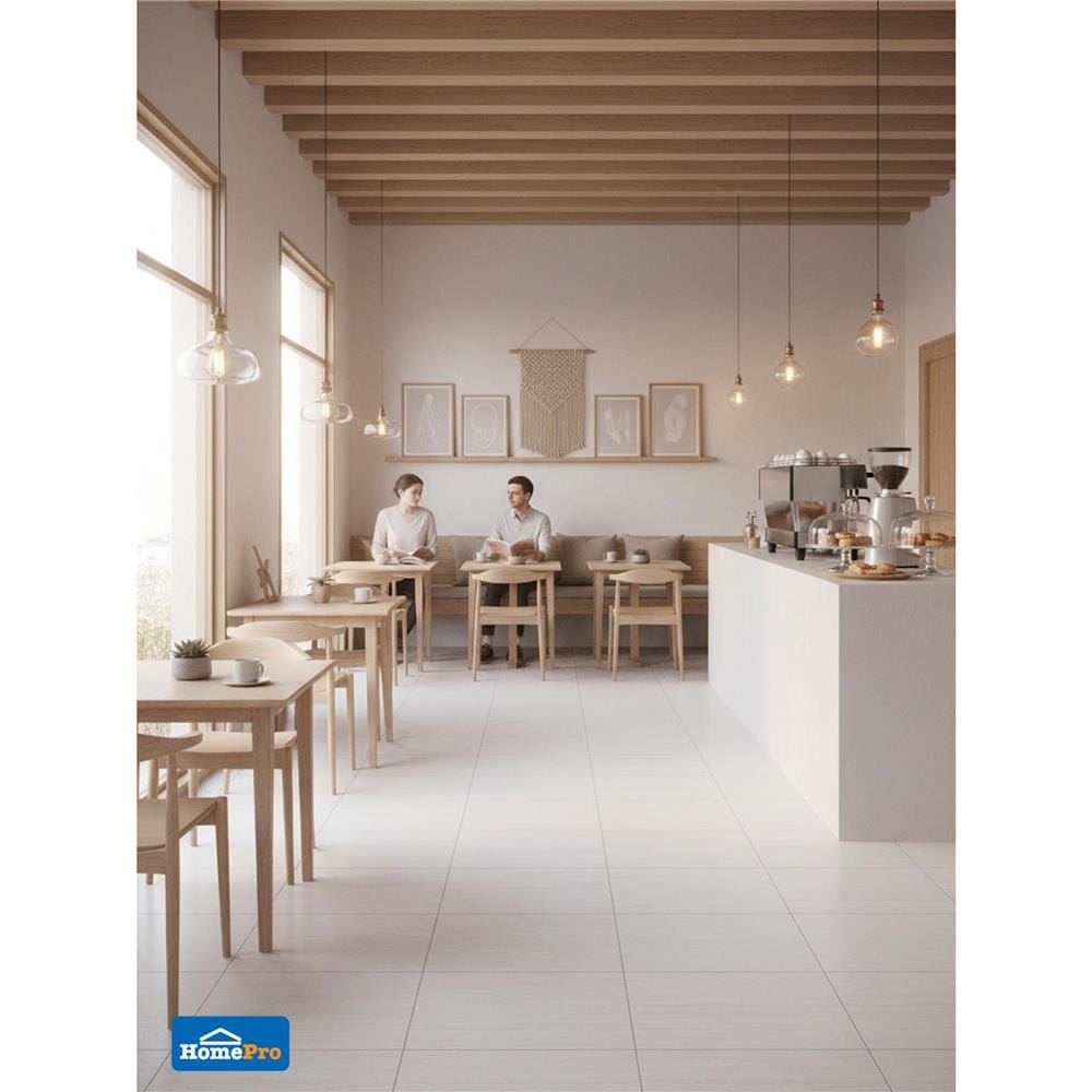 กระเบื้องพื้นพอร์ซเลน 60x60 ซม. COTTO คิม ขาว ซาติน PM 1.44 ตร.ม.
