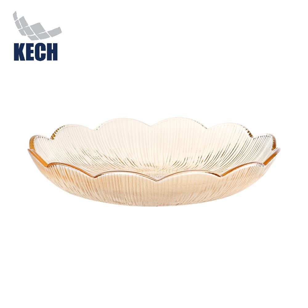จานแก้ว 9 นิ้ว KECH FLOWER สีน้ำตาล
