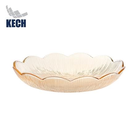 จานแก้ว 9 นิ้ว KECH FLOWER สีน้ำตาล_0