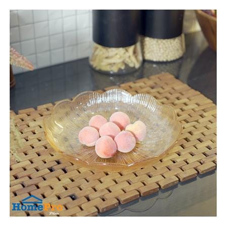 จานแก้ว 9 นิ้ว KECH FLOWER สีน้ำตาล_3