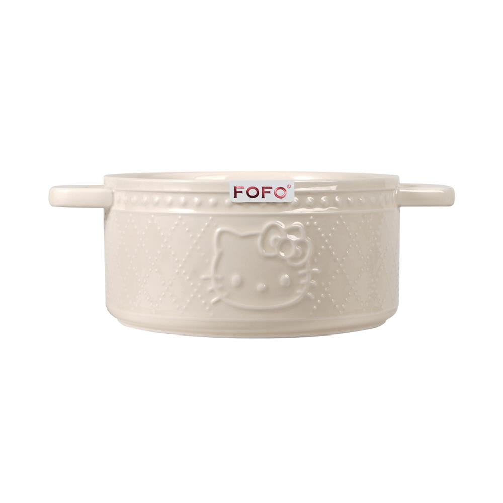 ชามมีหู PORCELAIN 6 นิ้ว FOFO KITTY VINTAGE สีครีม